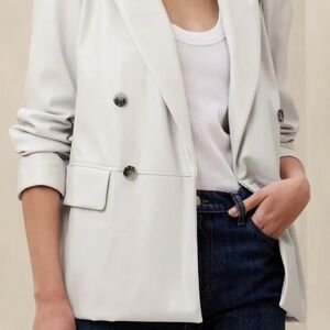 VEGAN LEATHER DOUBLE BREASTED BLAZER